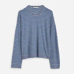 MADEWELL Merino Wool Silk Blend Crewneck Sweater in
Blue Iris Stripe, Sz XL, NWT